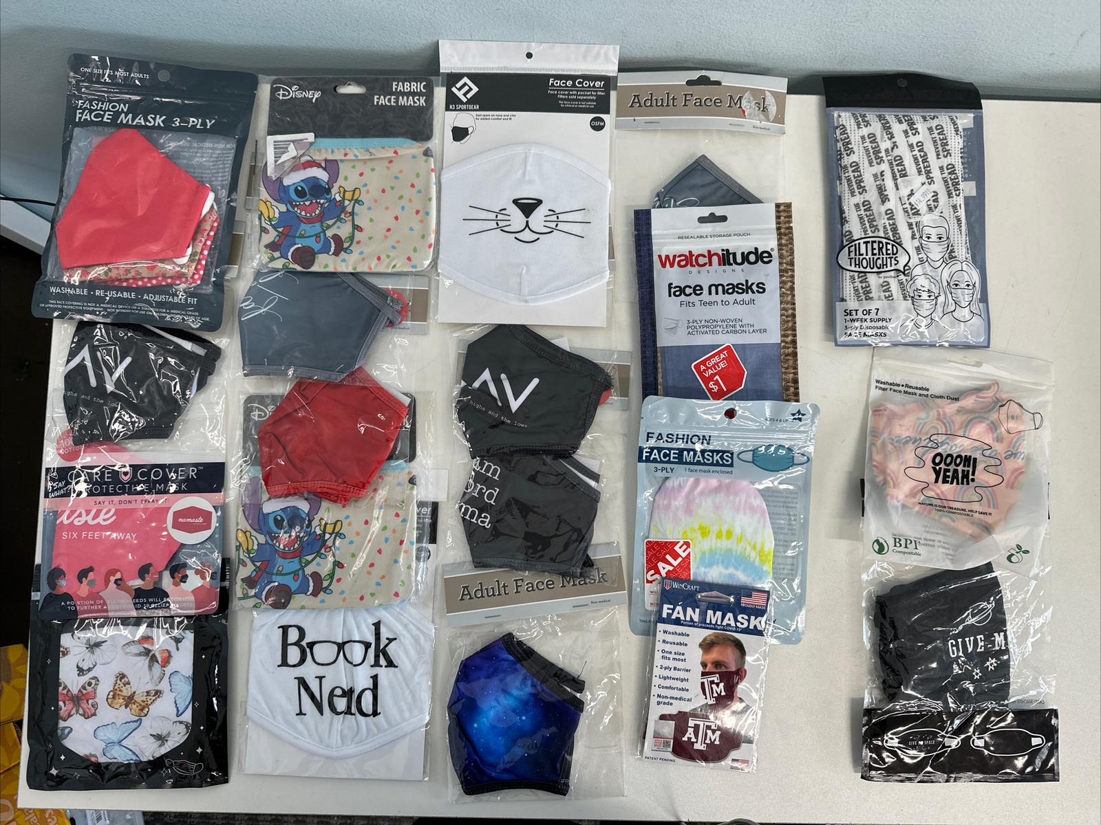 20 Packages Of Adult Face masks NEW Mix variety See pics Packaging Vary