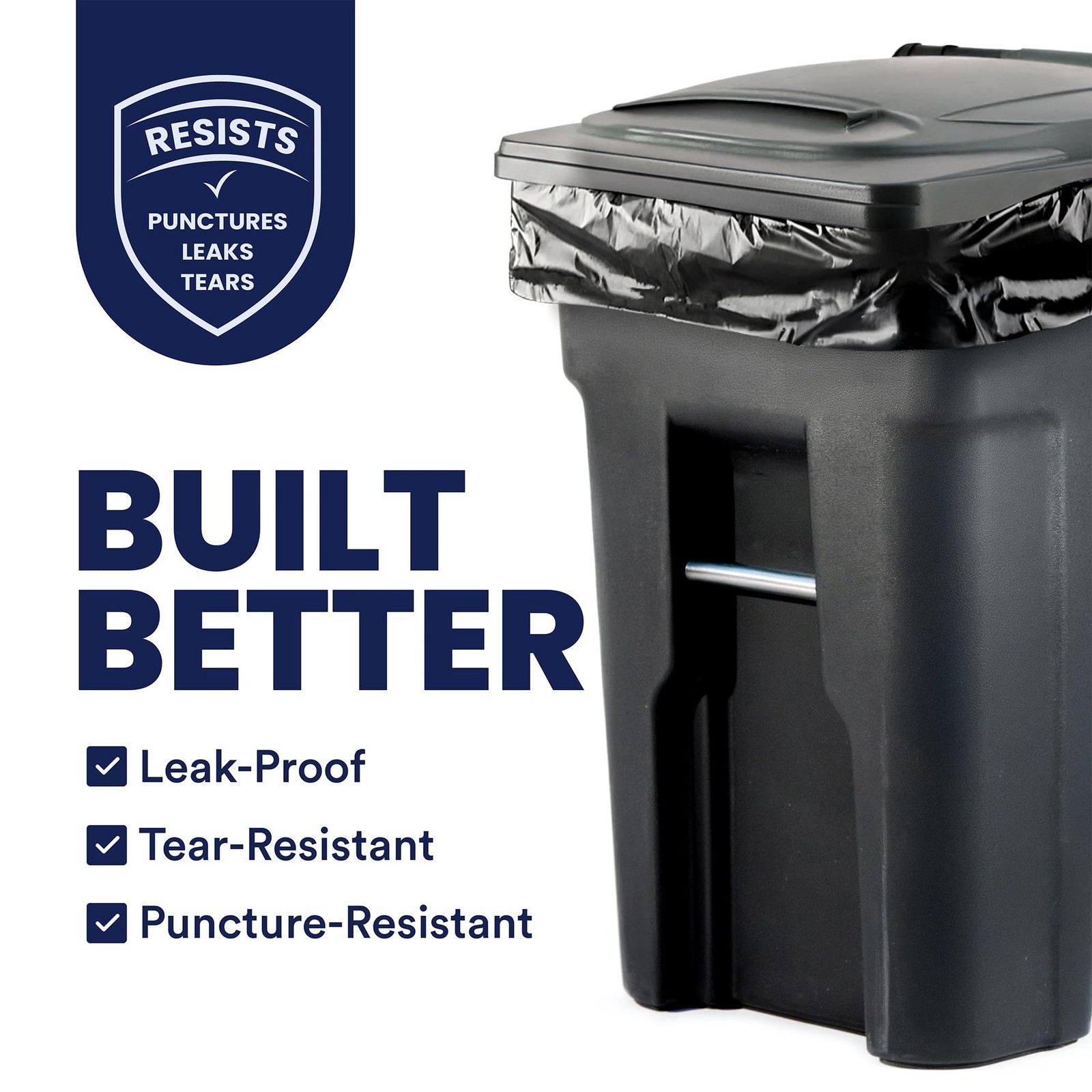 Plasticplace 64-65 Gallon Black Trash Bags, Heavy 1 Count (Pack of 25),