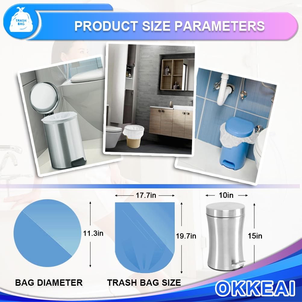 OKKEAI 3 Gallon Small Trash Bags 120 Counts 1 Count (Pack of 120), White