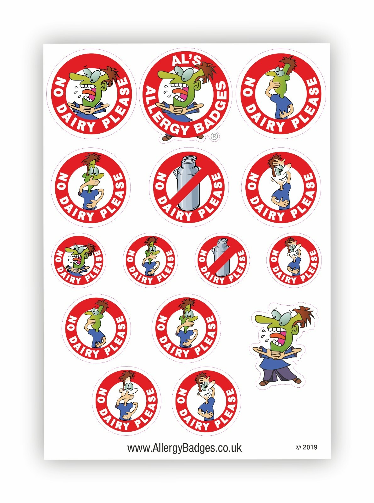 Dairy Allergy Pin Badges – Also Sew-on Patches & Stickers – Allergic to Dairy