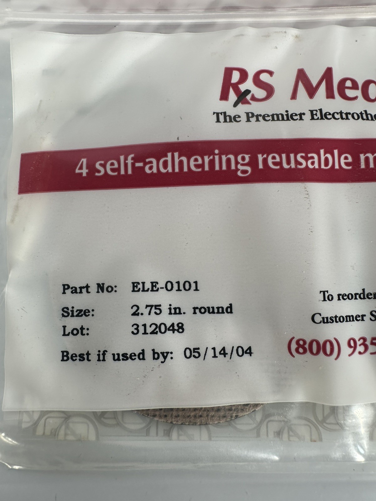 rs medical ele-0101 Self Adhering Reusable Muscle Stimulator Pads Lot Of 5