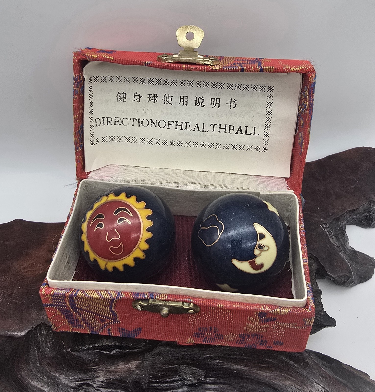 Vintage Chinese Boading Stress Balls With Box-Celestial Moon Stars-Relaxation