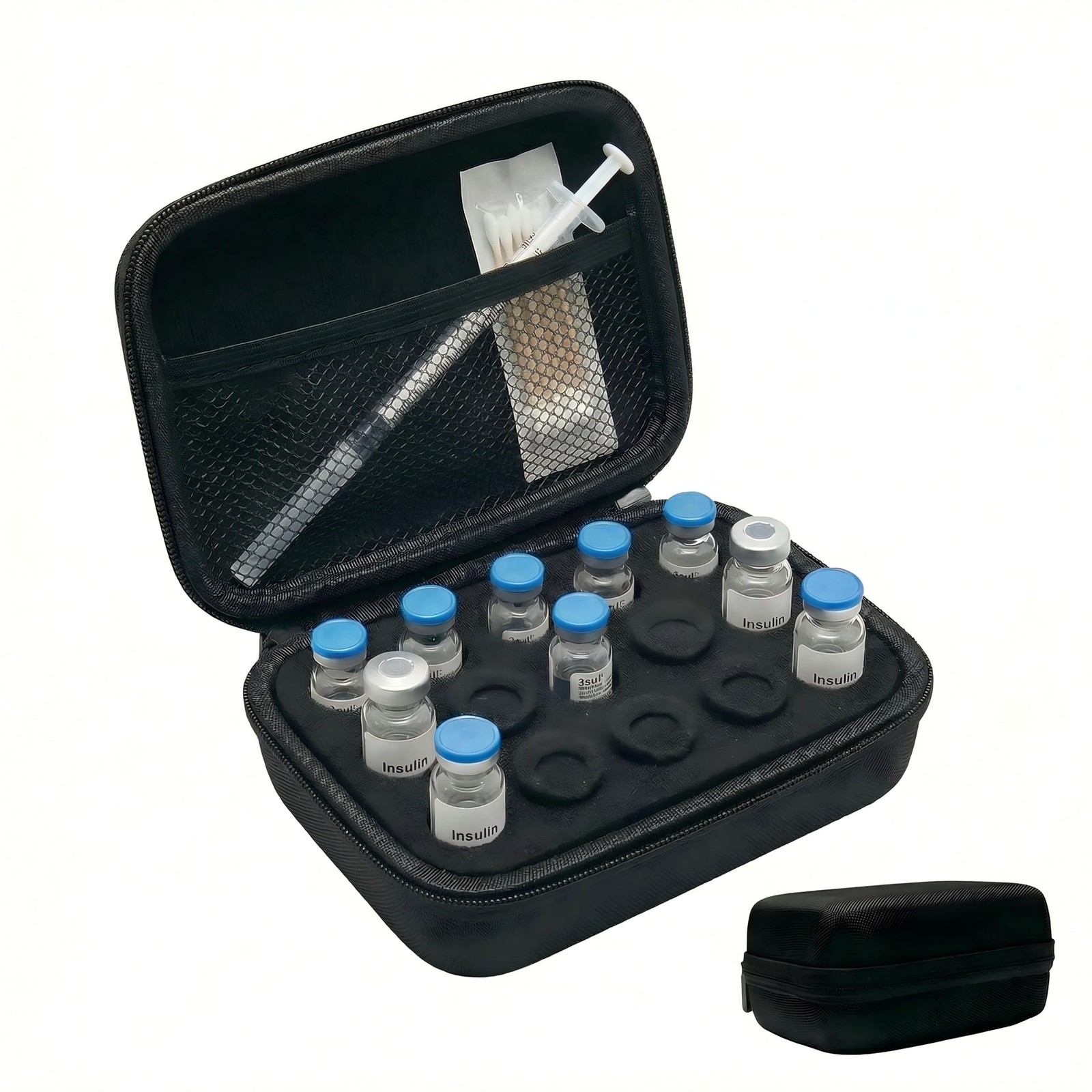 Bonie Bliss 15 Slots Insulin Vial Case, Peptide case for Fridge, Black