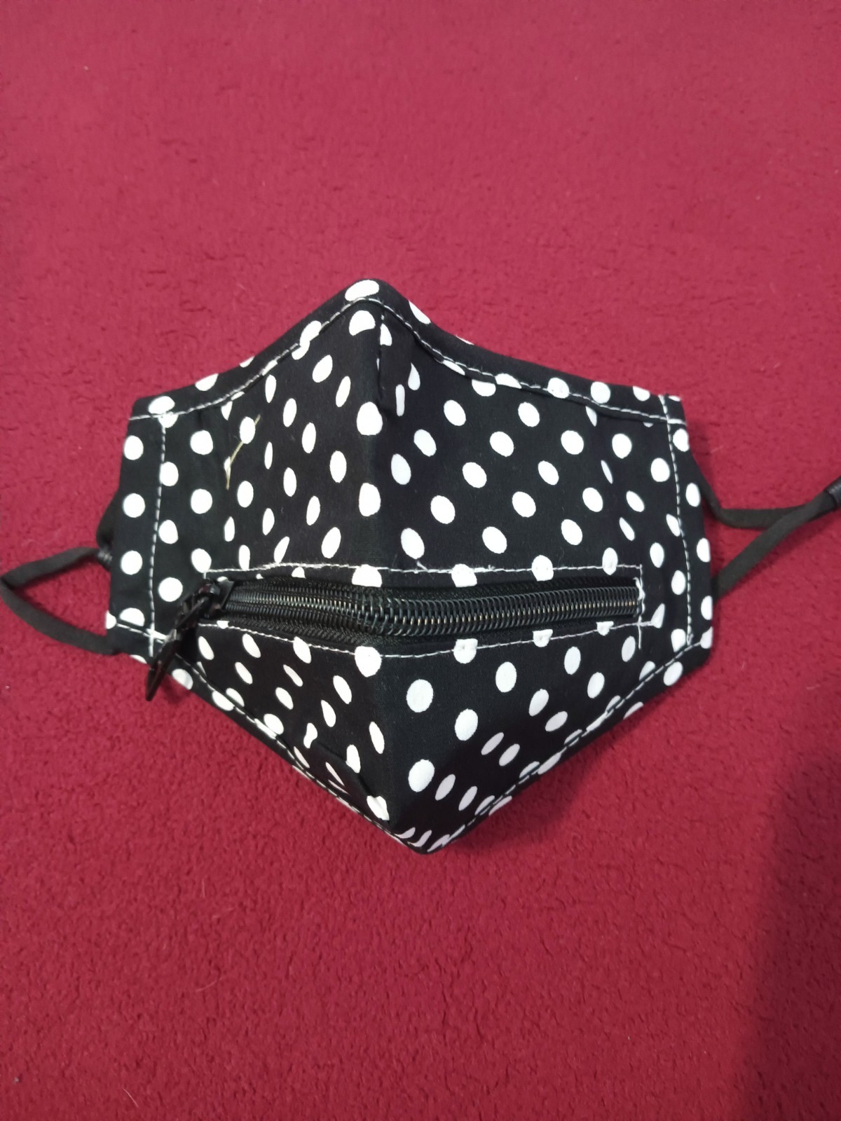 Black White Polka Dot Reusable Adjustable Washable Face Mask with Zipper
