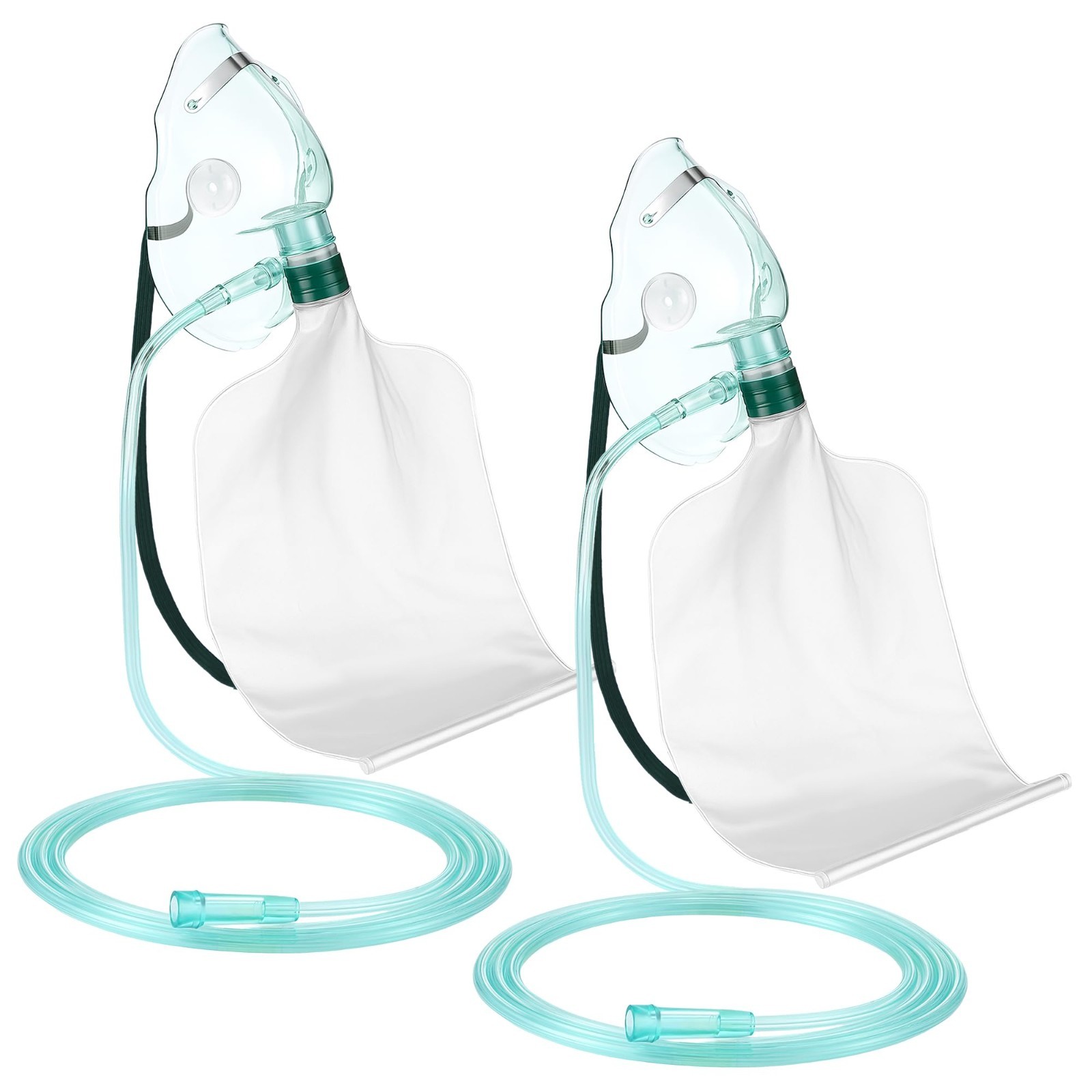 2 PCS XL Oxygen Mask with 6.6 Ft Tubing Adjustable Elastic Strap EXP 10/16/30