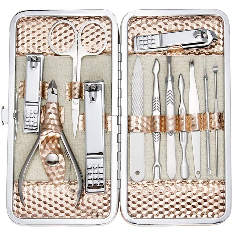 ZIZZON Professional Nail Care kit Manicure Grooming Set with Travel Case(Rose Go