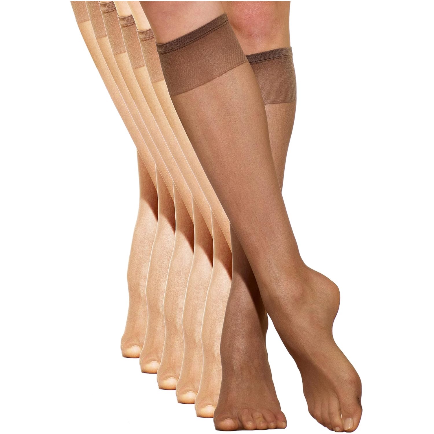 Essential Women’s Knee Highs – 6 Pair Pack for Energizing Comfort in Mocha