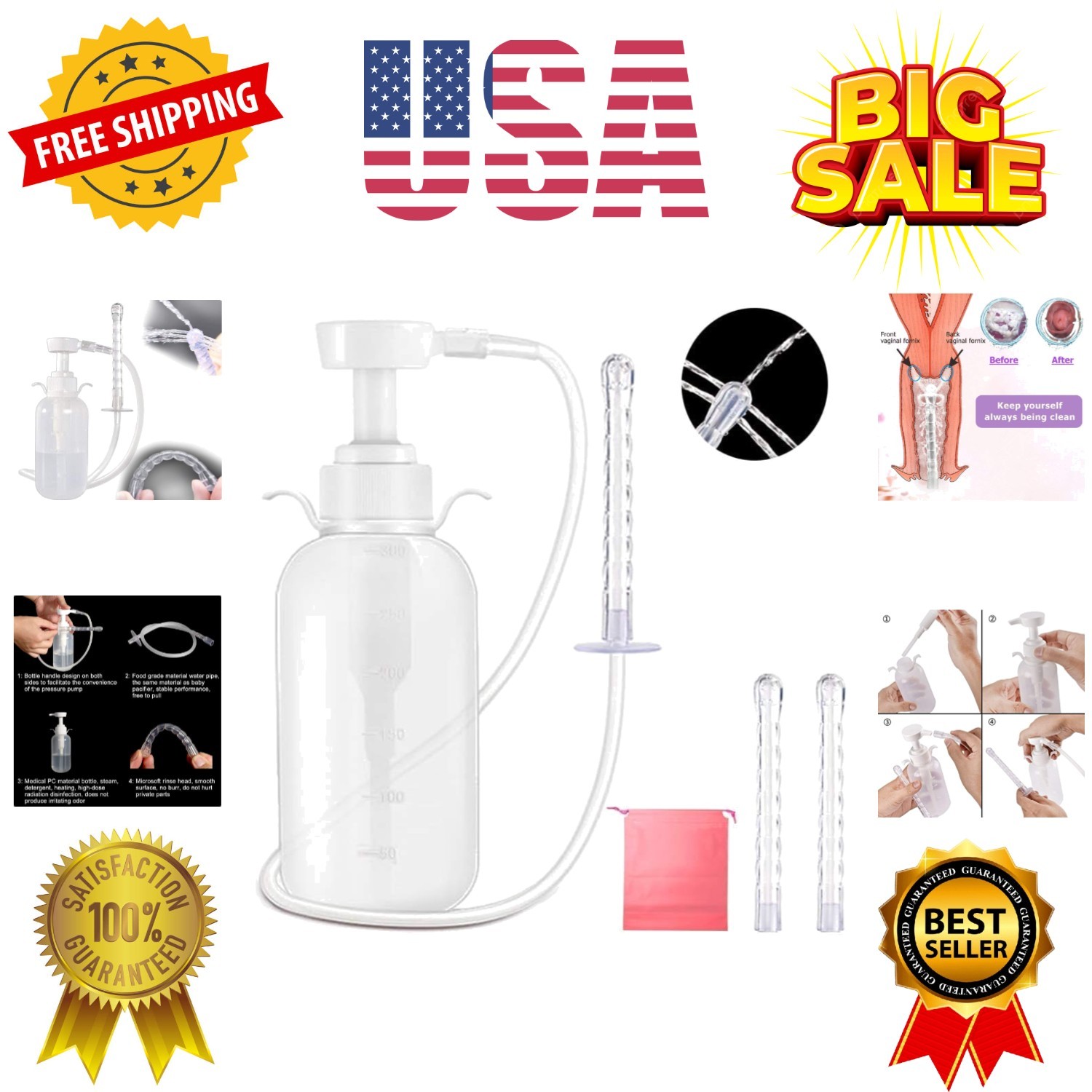 Reusable Vaginal Cleansing System Excellent Vaginal Cleanser Female Vaginal R…