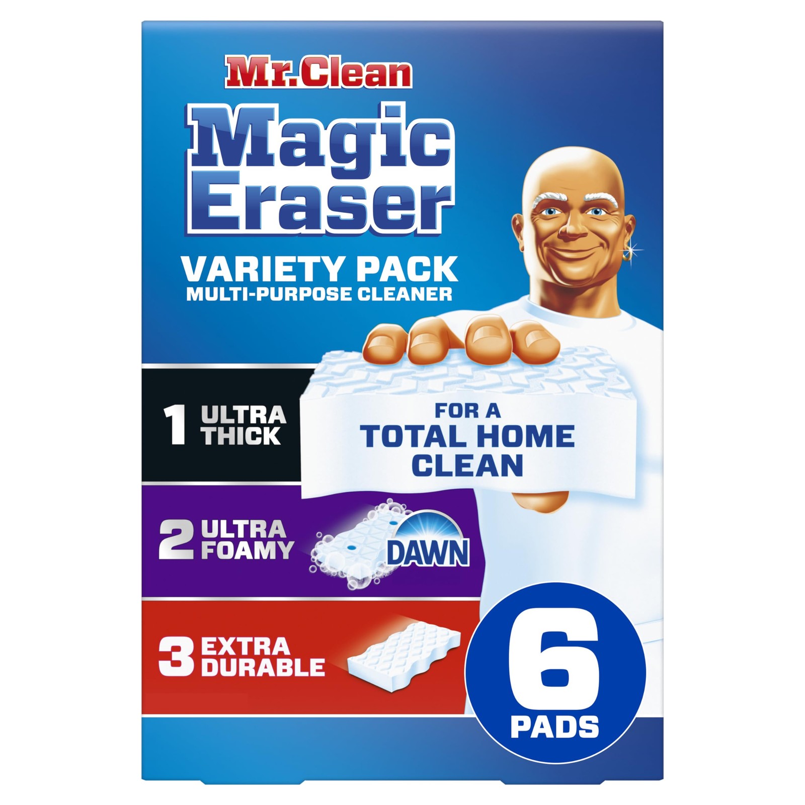 Magic Eraser Sponge 6ct Variety Pack Ultra Thick Foamy Durable Mr Clean Purpose