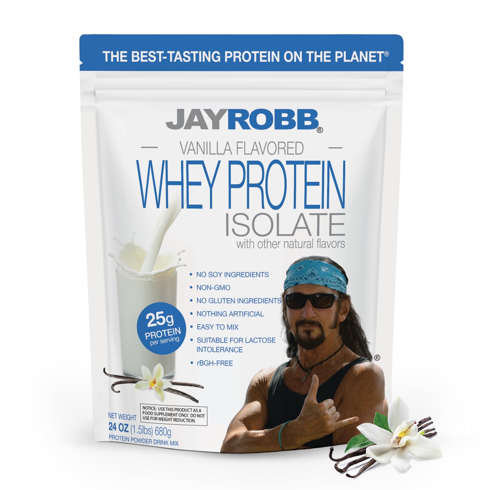 Whey Protein Powder 1.5 Pound Vanilla JAYROBB shake workout muscle fitness