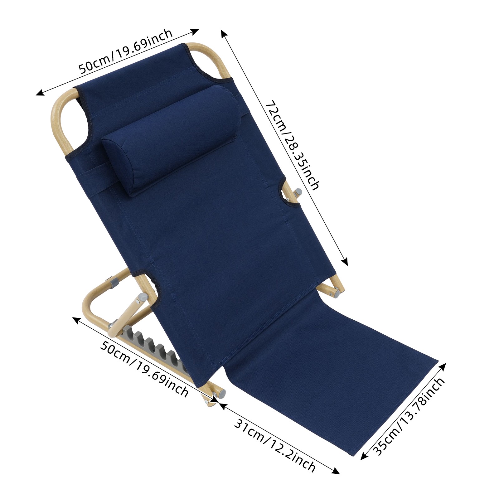 Deep Blue Portable Folding Adjustable Sit up Back Rest, Multifunction Bed Chair