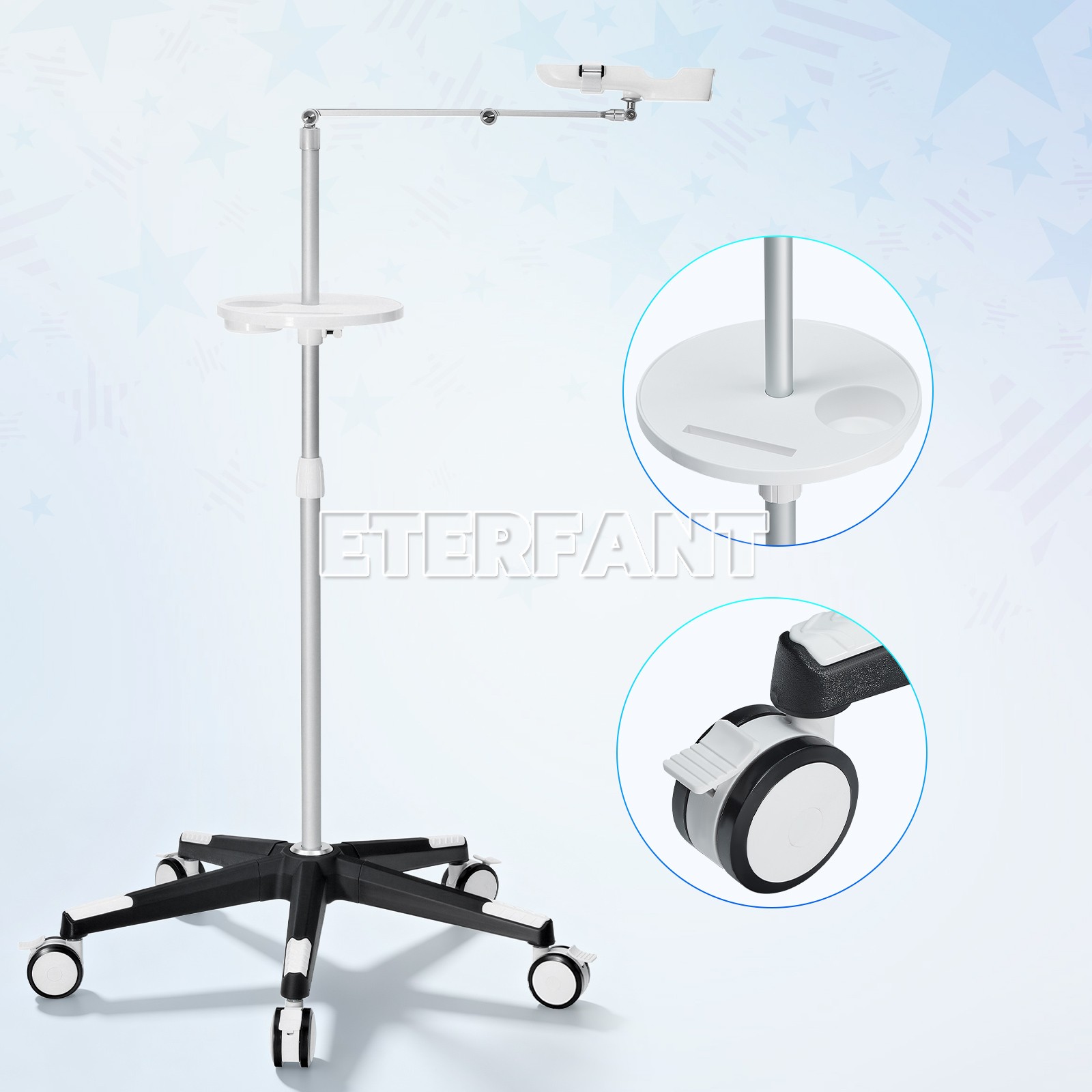 Portable Adjustable Stand Trolley 5 Wheels Rolling Cart for QV-600 Vein Finder