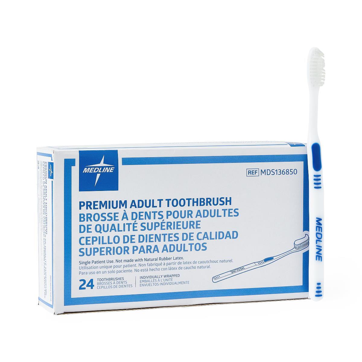 Premium Adult Toothbrush, Blue & White, Adult