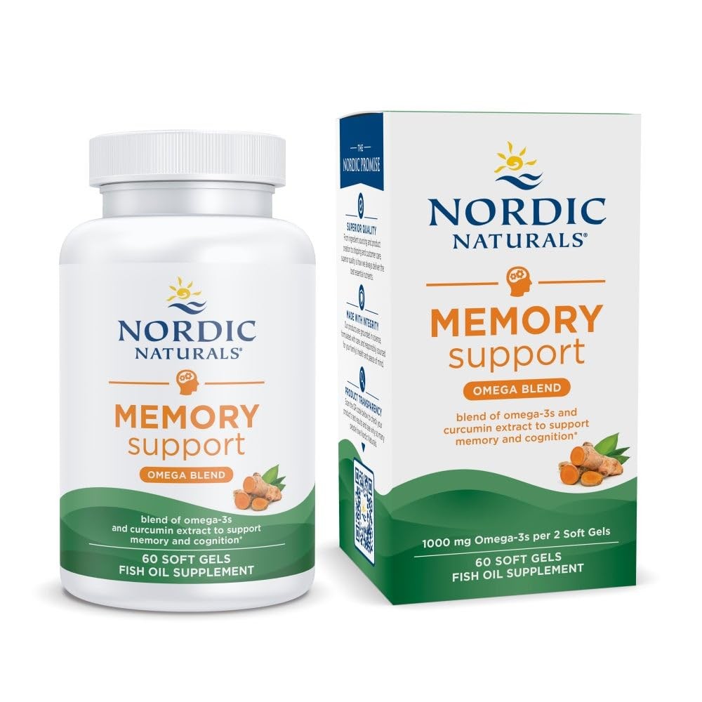 Memory Support Soft Gels 1000mg Omega 3 400mg Curcumin 60 Count Nordic Naturals