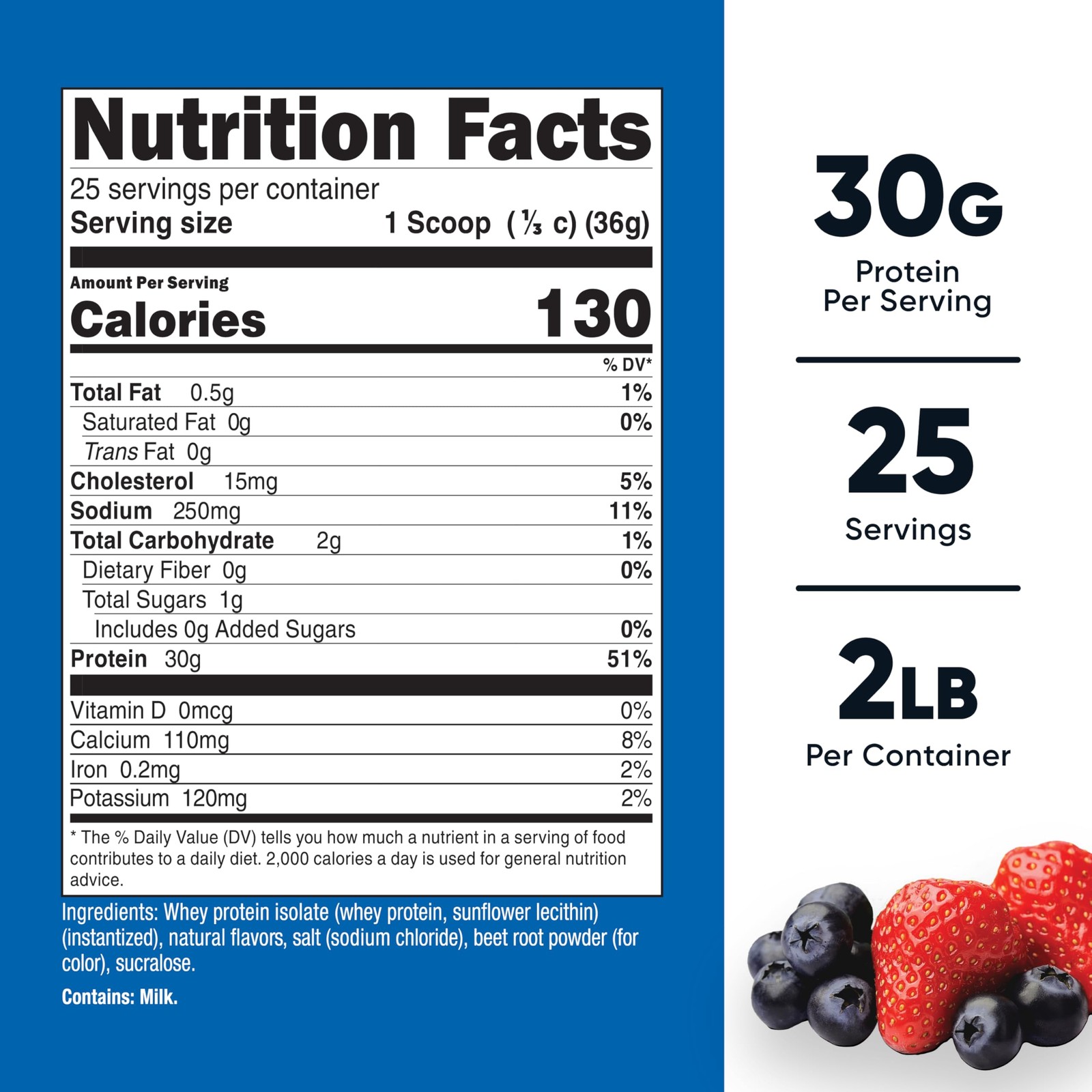 Whey Protein Isolate Powder Strawberry Acai 2 Pound Nutricost Pounds shake