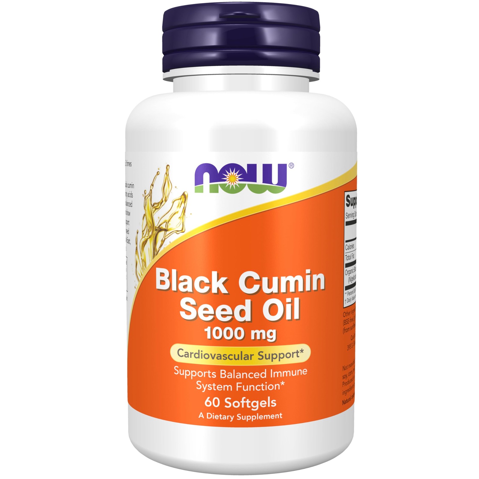 Black Cumin Seed Oil 1000mg 60 Softgels Cardiovascular Support NOW Foods
