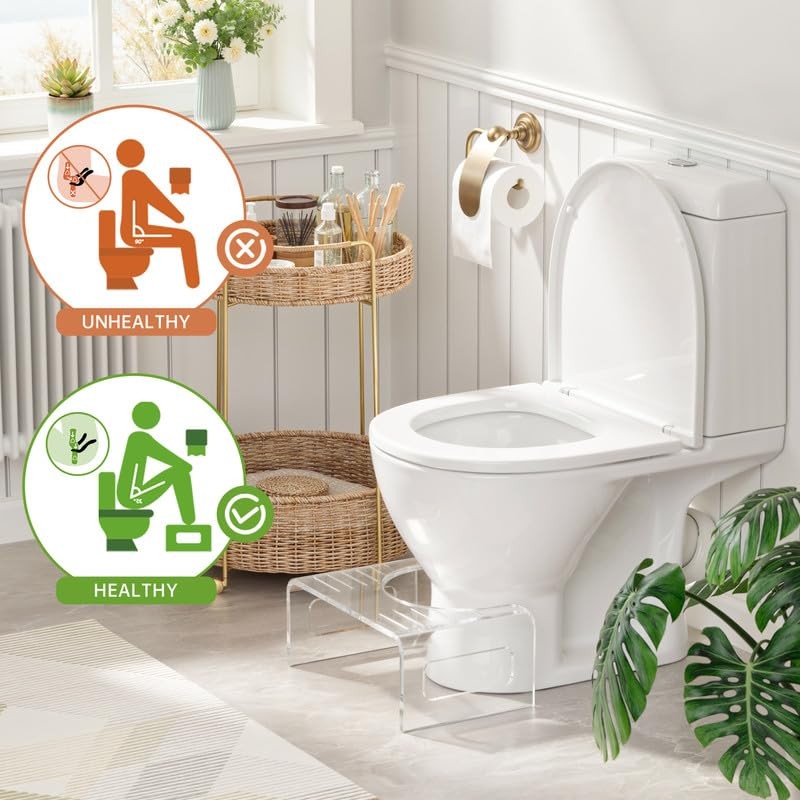 Toilet Step Stool 7 Inch Acrylic Clear Non Slip Squat Potty AmazerBath Inches
