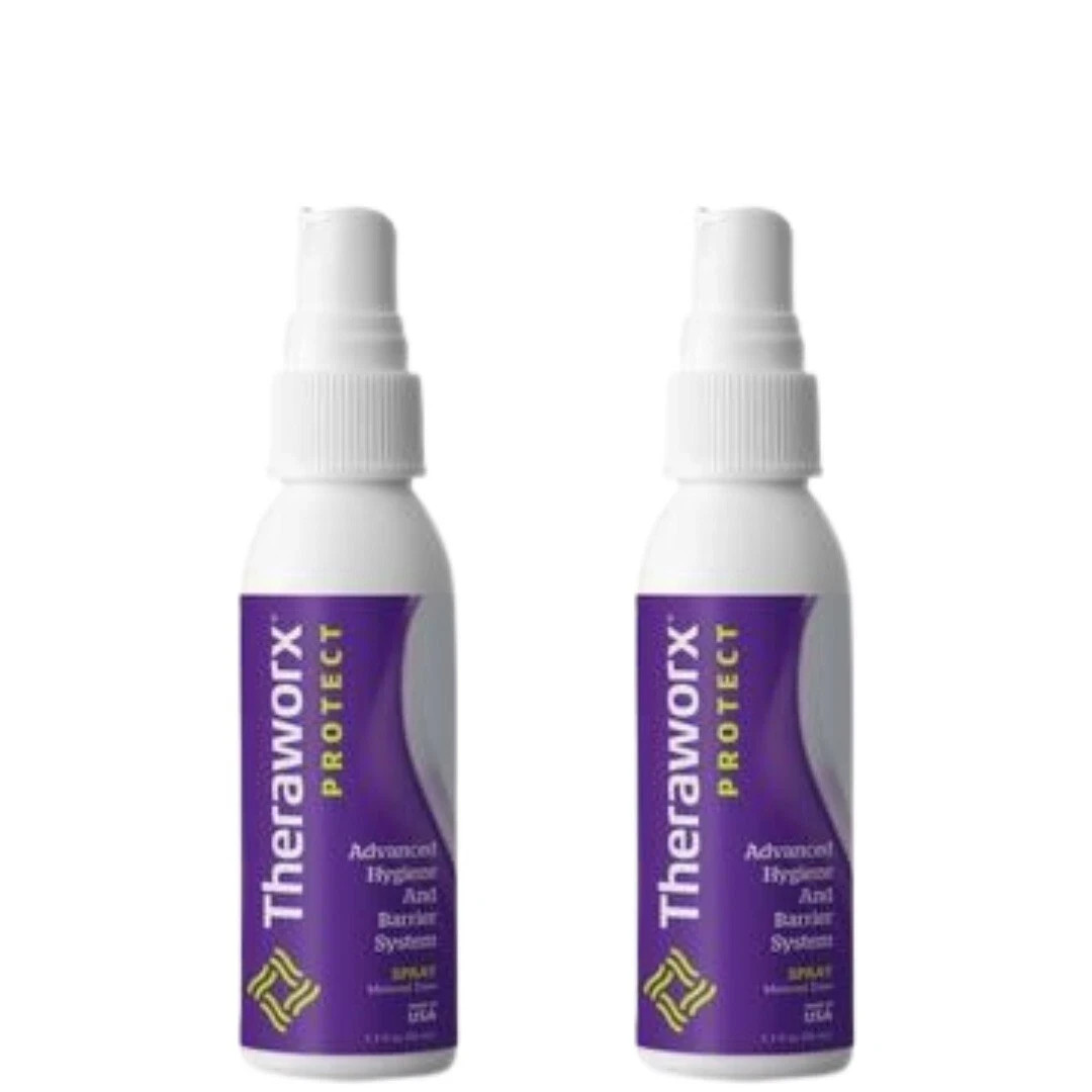 (2) Theraworx Protect Advanced Hygiene And Barrier System Foam Spray 1.7 Oz 50ml