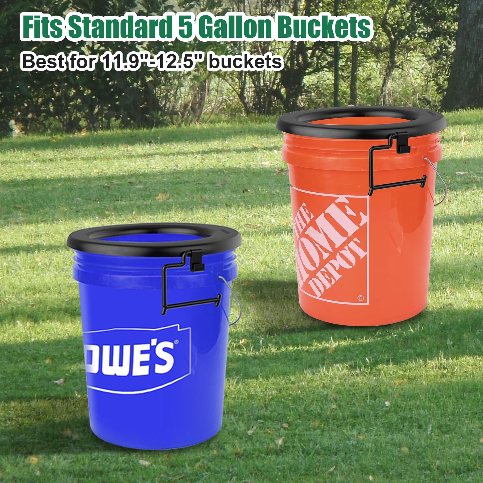 Bucket Toilet Seat, Portable Seat for 5 Gal Buckets, Universal, Black