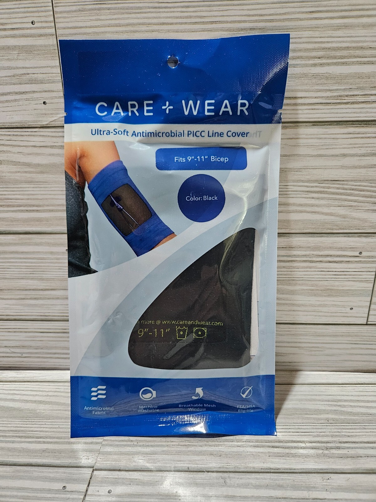 Care + Wear Ultra-Soft Antimicrobial PICC Line Cover Fits 9″-11″ Bicep Black