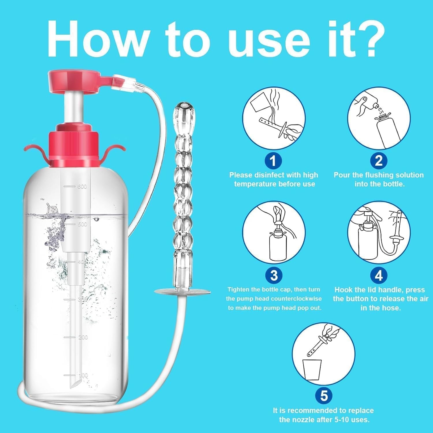 Enema Kit Douche for Women – Enema Bottle Douches for Men Anti Back-Flow with 3