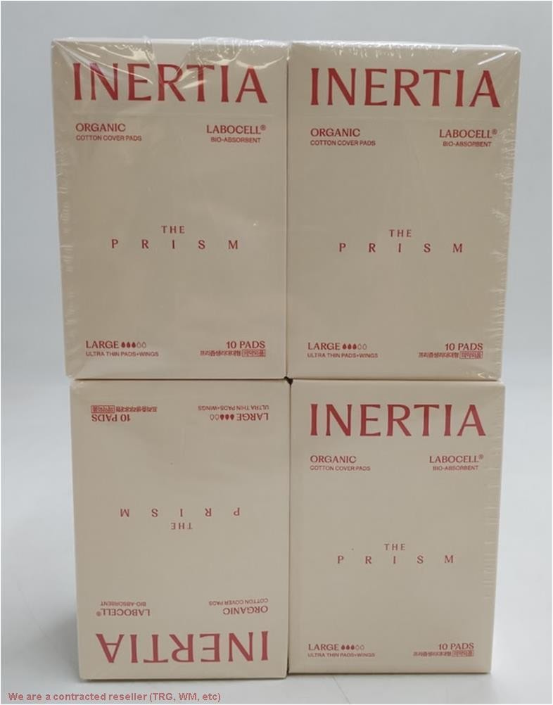 Inertia Prism Organic Cotton Pads Heavy Absorbency Wings 40Ct SIZE L