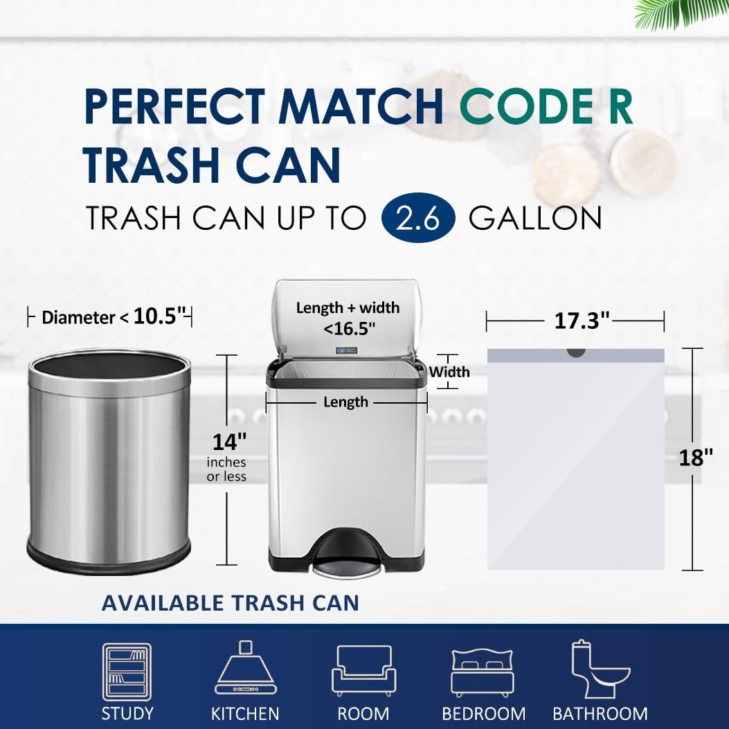 120 Counts 2.6 Gallon Small Drawstring Trash 1 Count (Pack of 120), White
