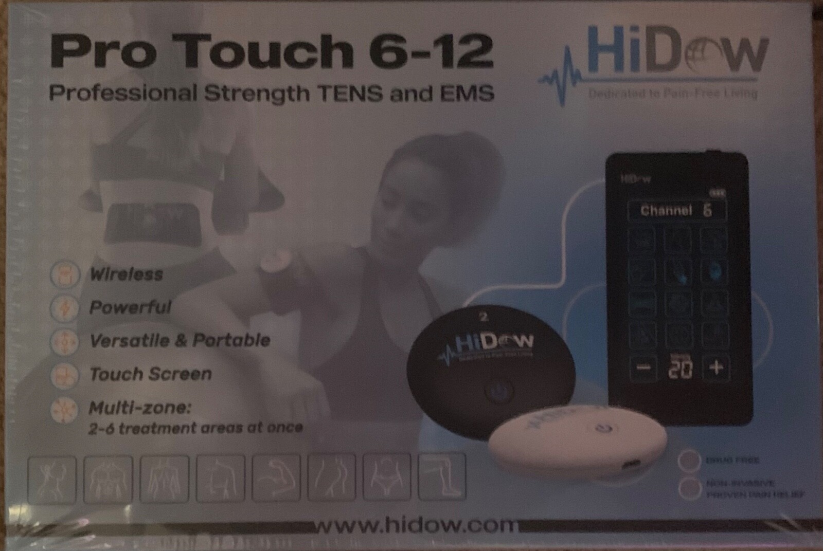 HiDow Pro Touch Wireless 6-12 premium wireless electronic muscle stimulator/TENS
