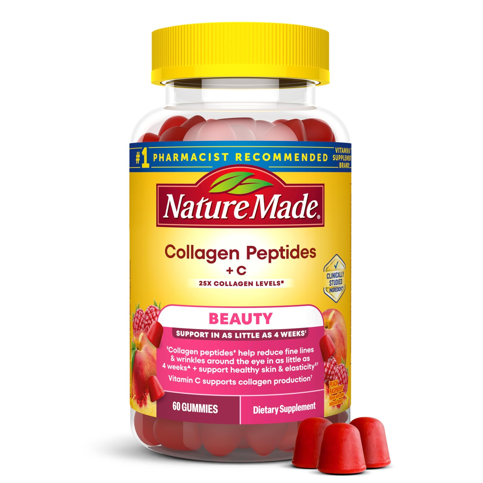 Collagen Peptides Vitamin C Gummies 60 Count Skin Health Nature Made Clinically