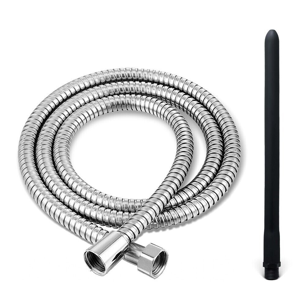 Silicone Shower Enema Kit 13 inch Interchangeable Nozzle & 5 Ft Hose Anal Douche