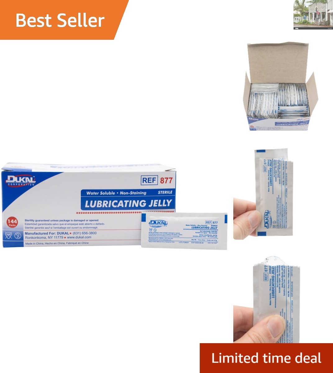 Bacteriostatic Sterile Lubricating Jelly, 3g – Pack of 144 Foil Sealed Units