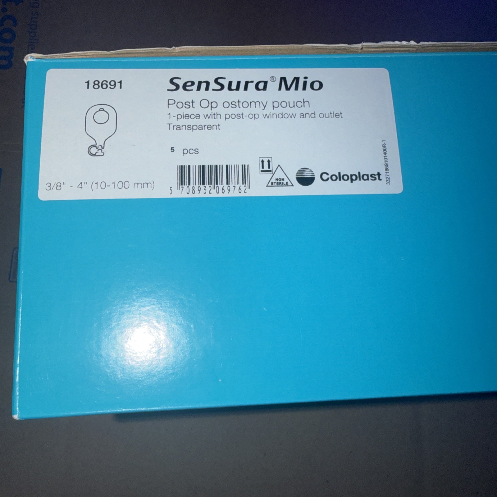 Coloplast 18691 SenSura Mio Post Op Ostomy Pouch 3/8″ – 2 3/4″, Full Box Exp 27