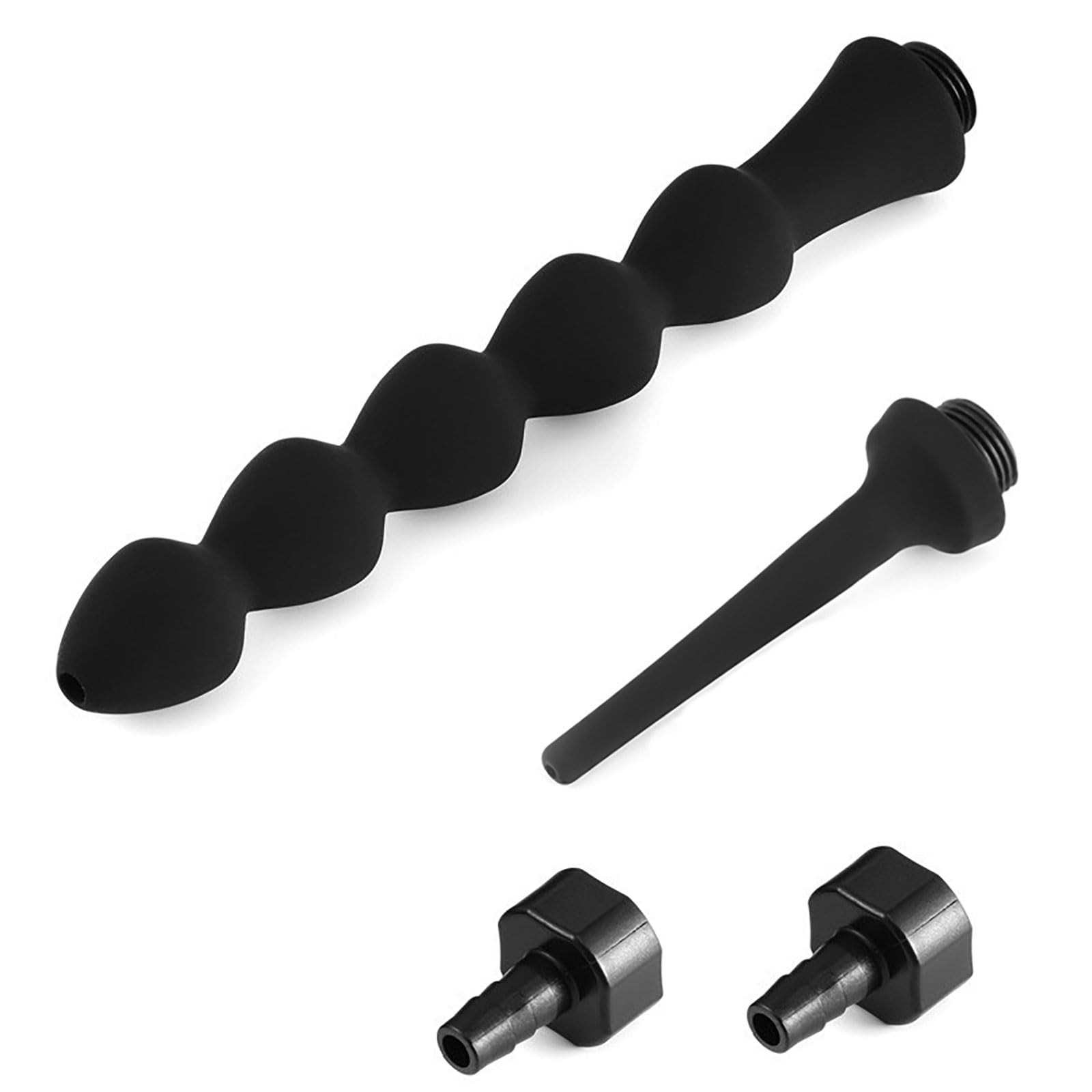2 PCS Reusable Silicone Enema Douche Shower Nozzles Attachments Black