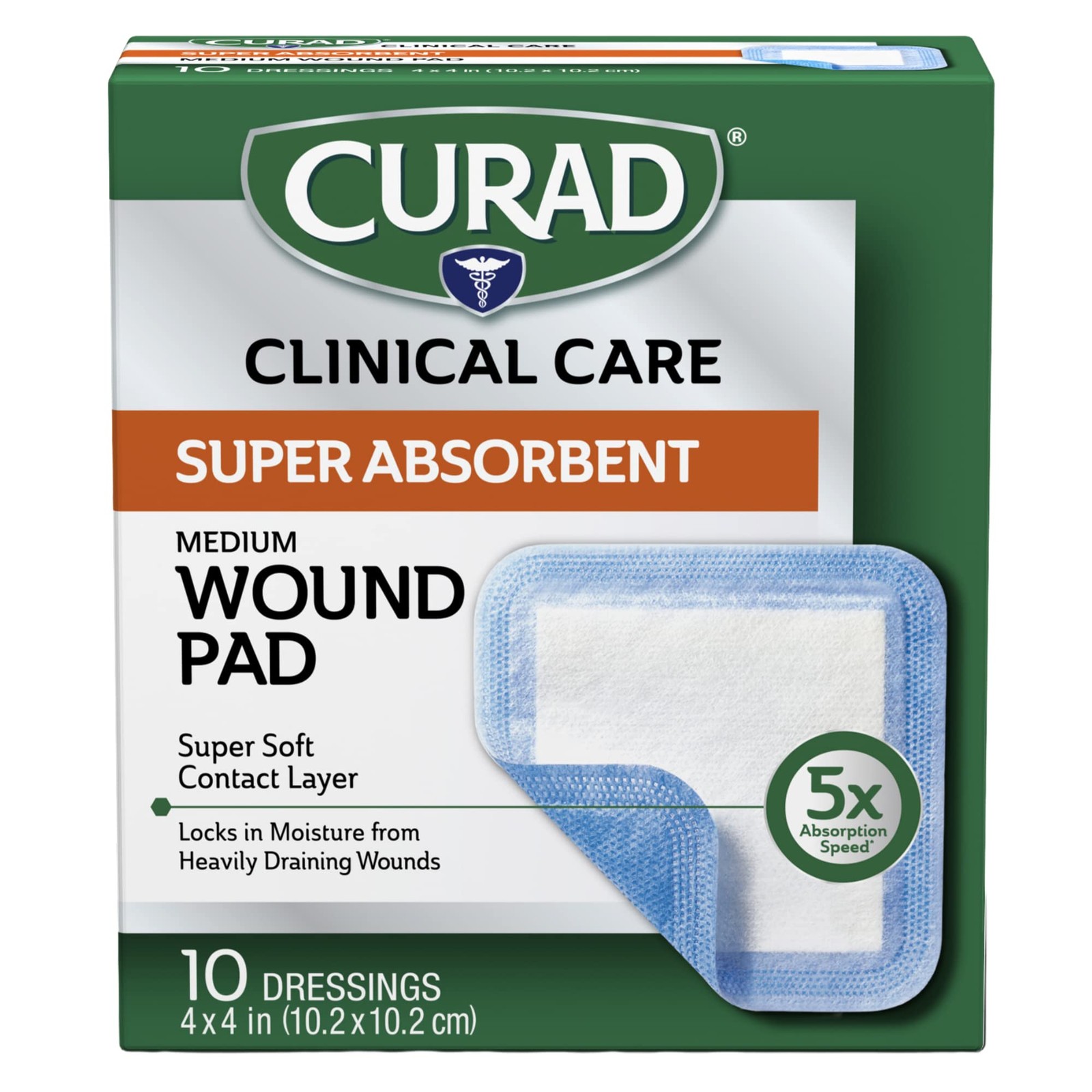 Wound Pad Super Absorbent Medium 4″ x 4″ount Curad