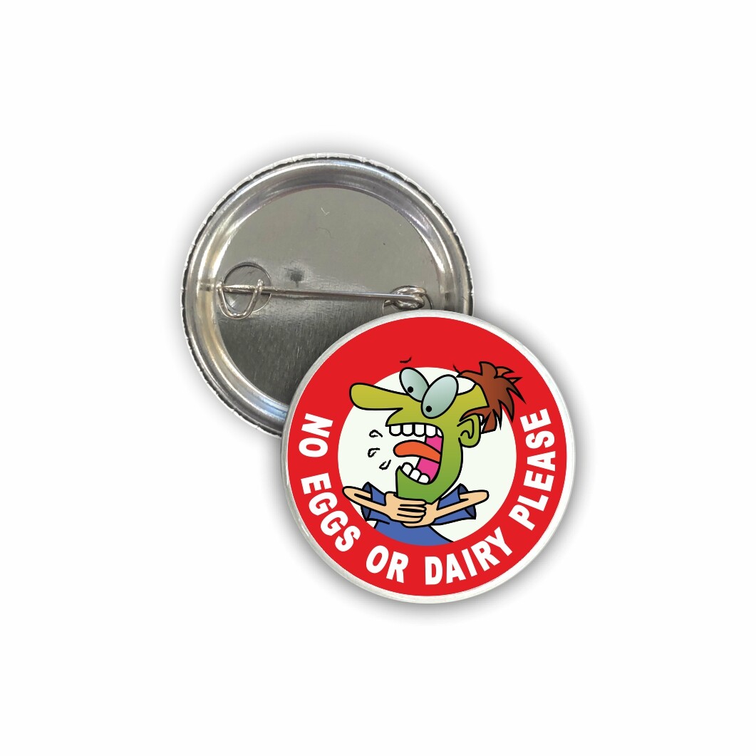 Egg & Dairy Allergy Pin Badges Also Sewon Patches & Stickers Allergic Eggs/Dairy