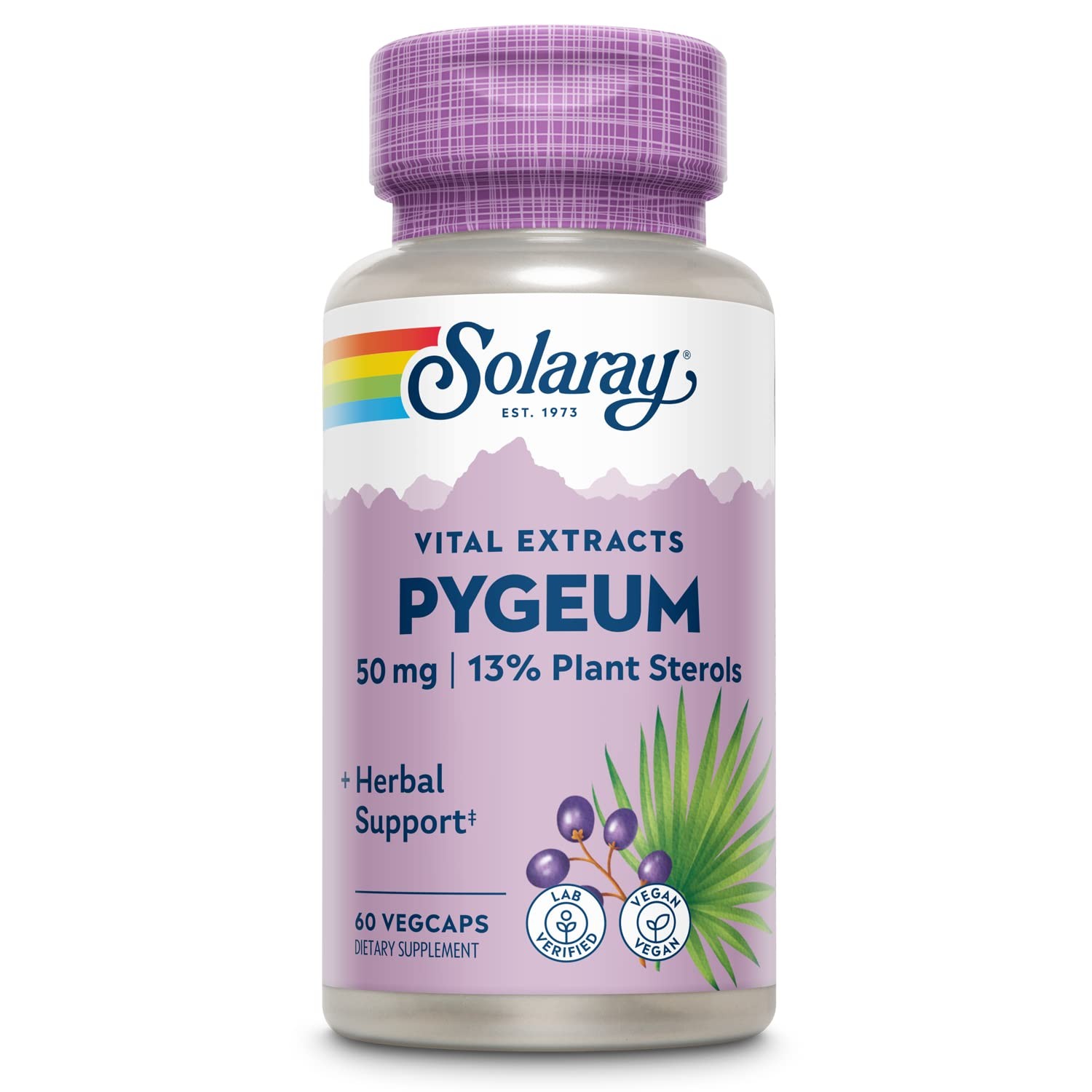 Pygeum Bark Extract 6.5mg 6.5mg Plant Sterols 60 VegCaps Solaray Supplement