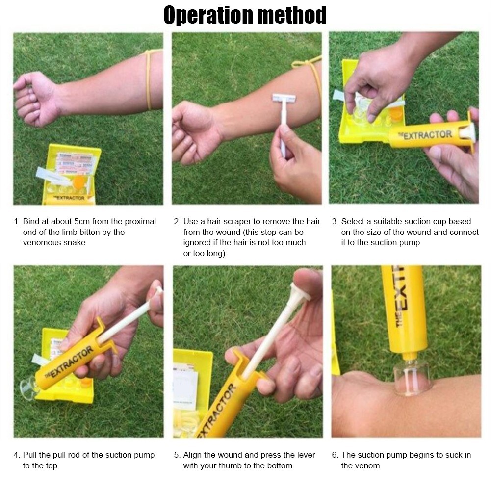 Insect Sting Snake Bite Extractor Kit Pump First Aid for Hiking Backpack Camp US