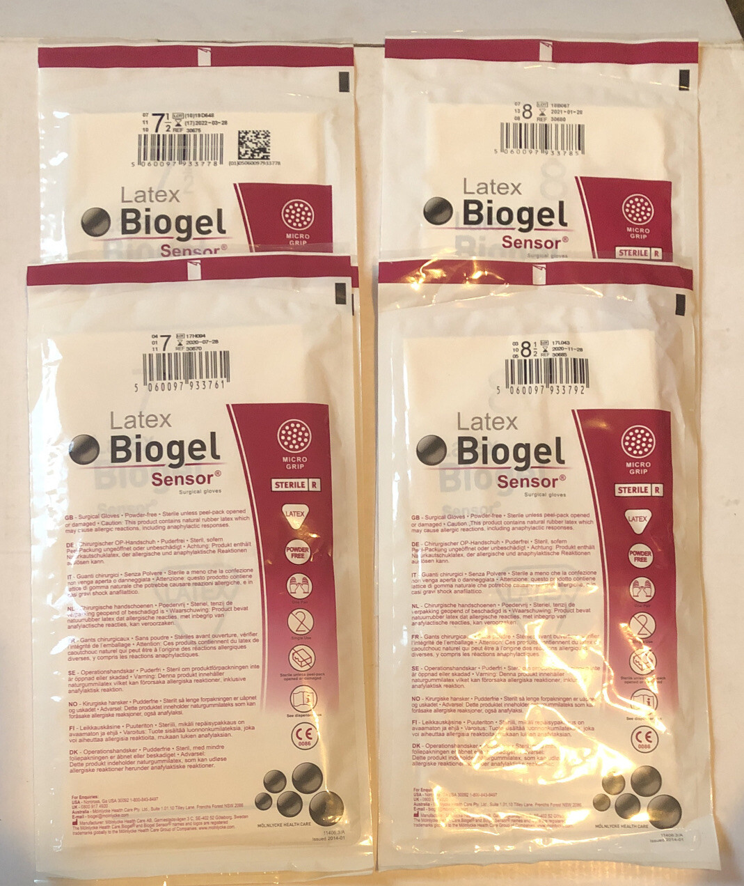 10 Pairs Biogel Sensor LATEX Powder-Free Gloves