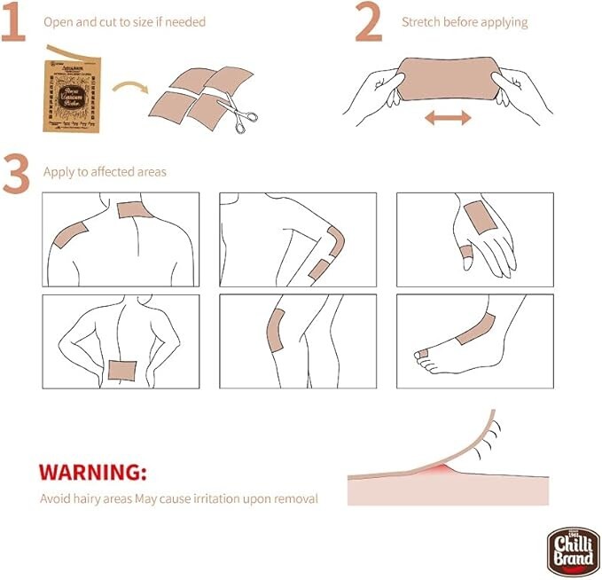 Chilli Brand External Plaster Minor Aches and Pain Relief Hot Patch – Pack of 3