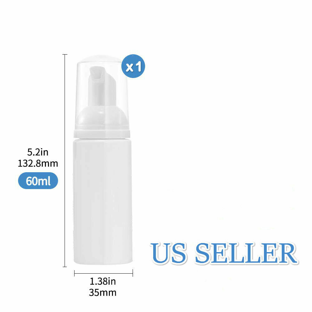 1pc/3pcs Foam Dispenser Pump Travel Wash Cosmetic Shampoo Bottle White 2oz 60ML