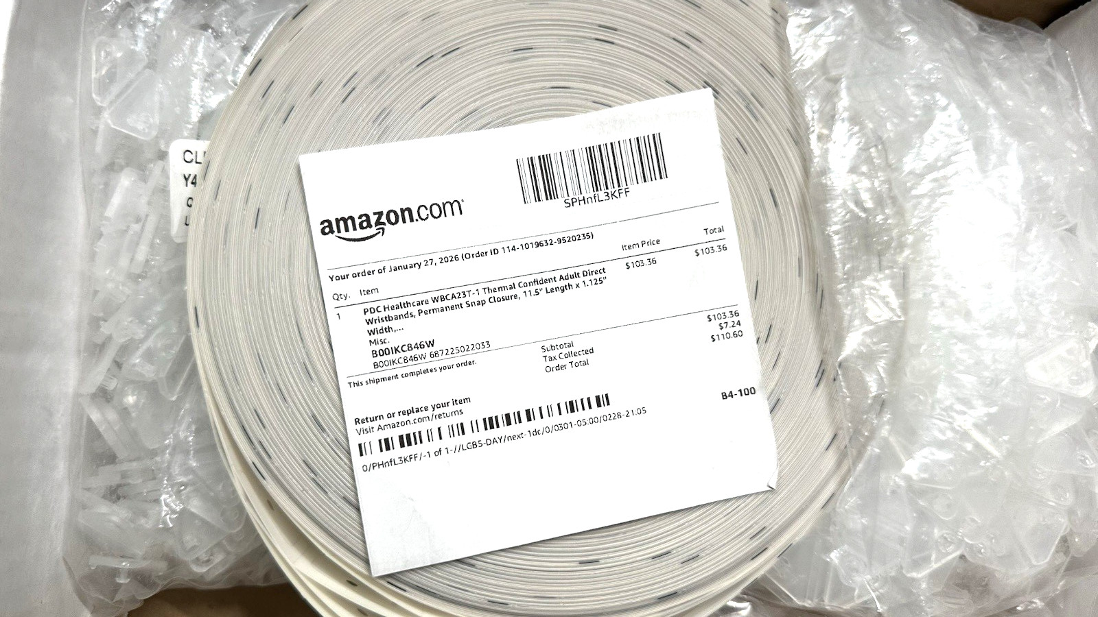 Hospital Health Wristbands Adult Direct Clasp Concert Event Thermal White 400+