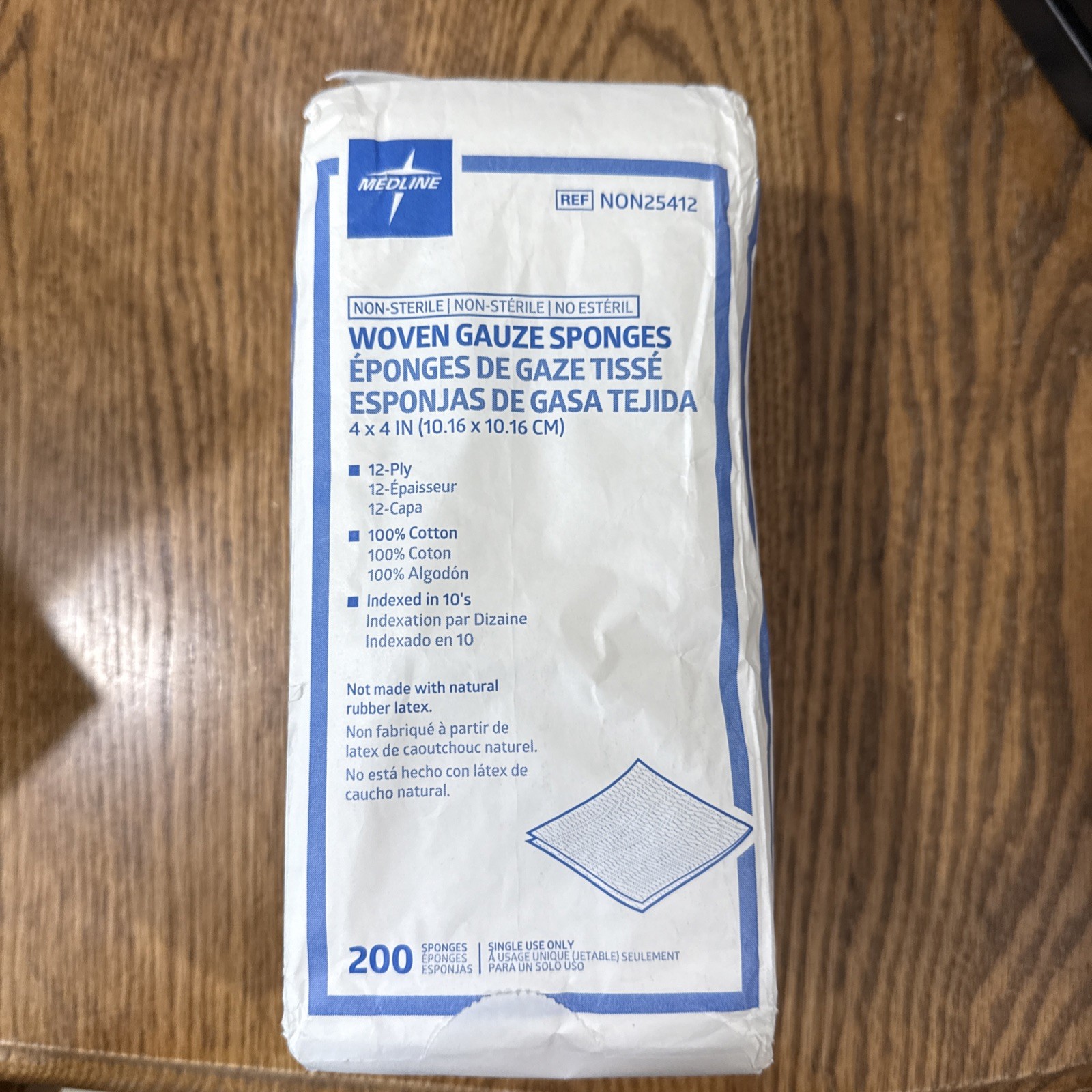 Medline Nonsterile 100% Cotton Woven Gauze Sponges 4″ x 4″, 12 Ply