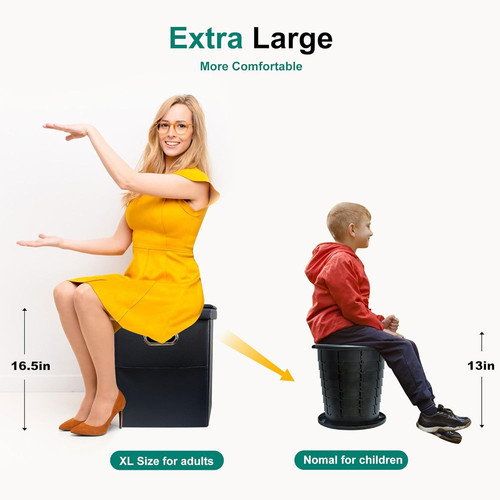 Upgrade XL Portable Toilet for Adults, Extra Large Standard, Black