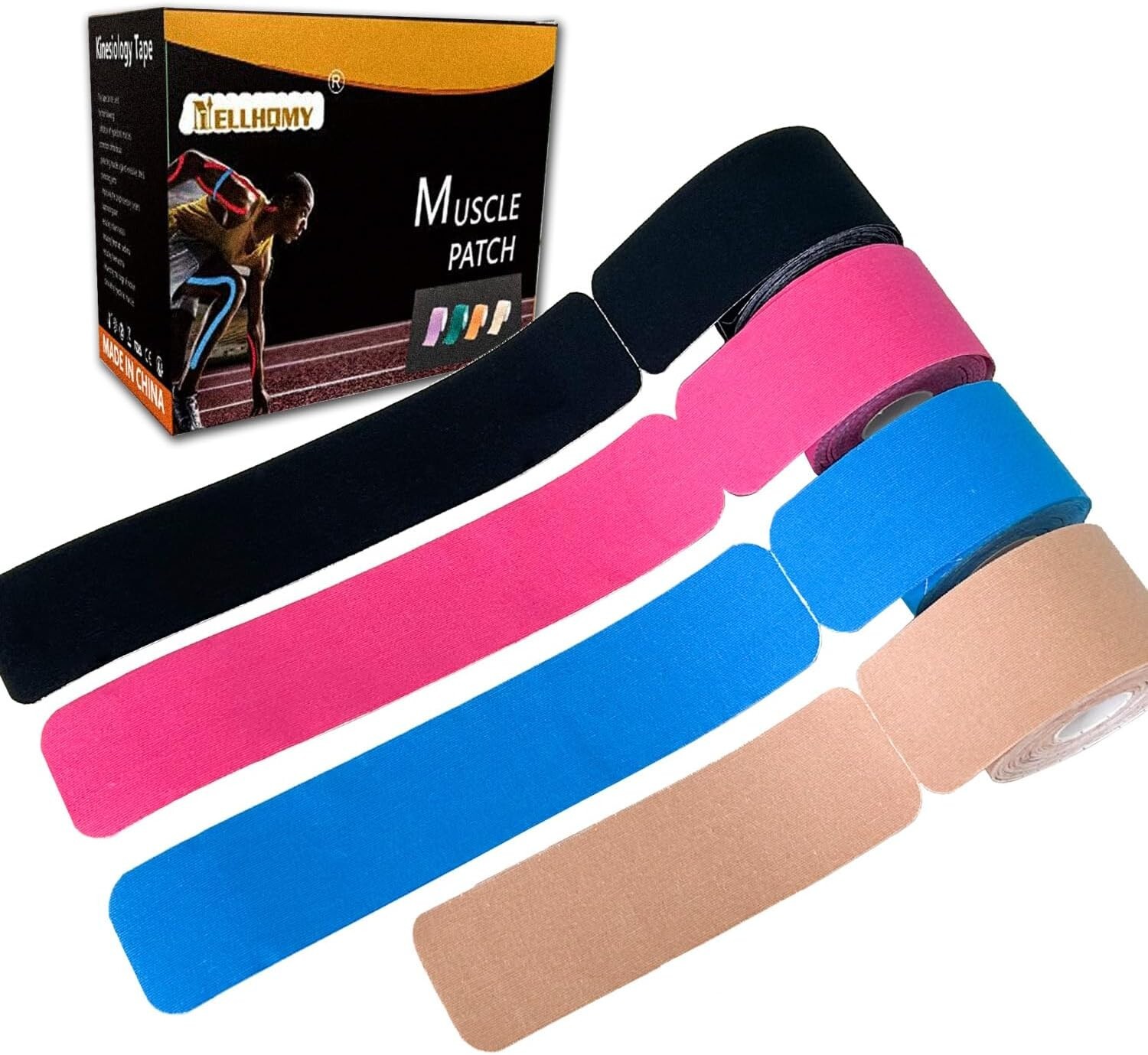 4 Rolls Kinesiology Tape Precut Original Cotton Elastic Athletic Tape,Muscle Tap