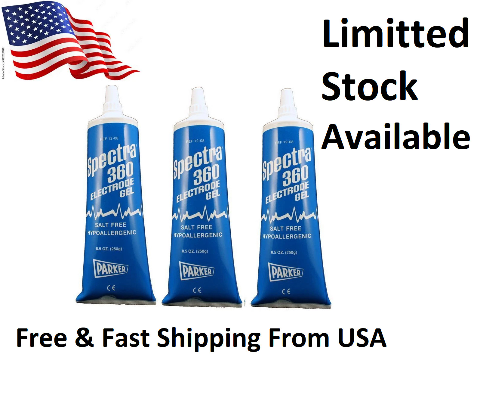 Pack Of 3) Spectra 360 Electrode Conductive Gel ECG Gel 8.5 oz