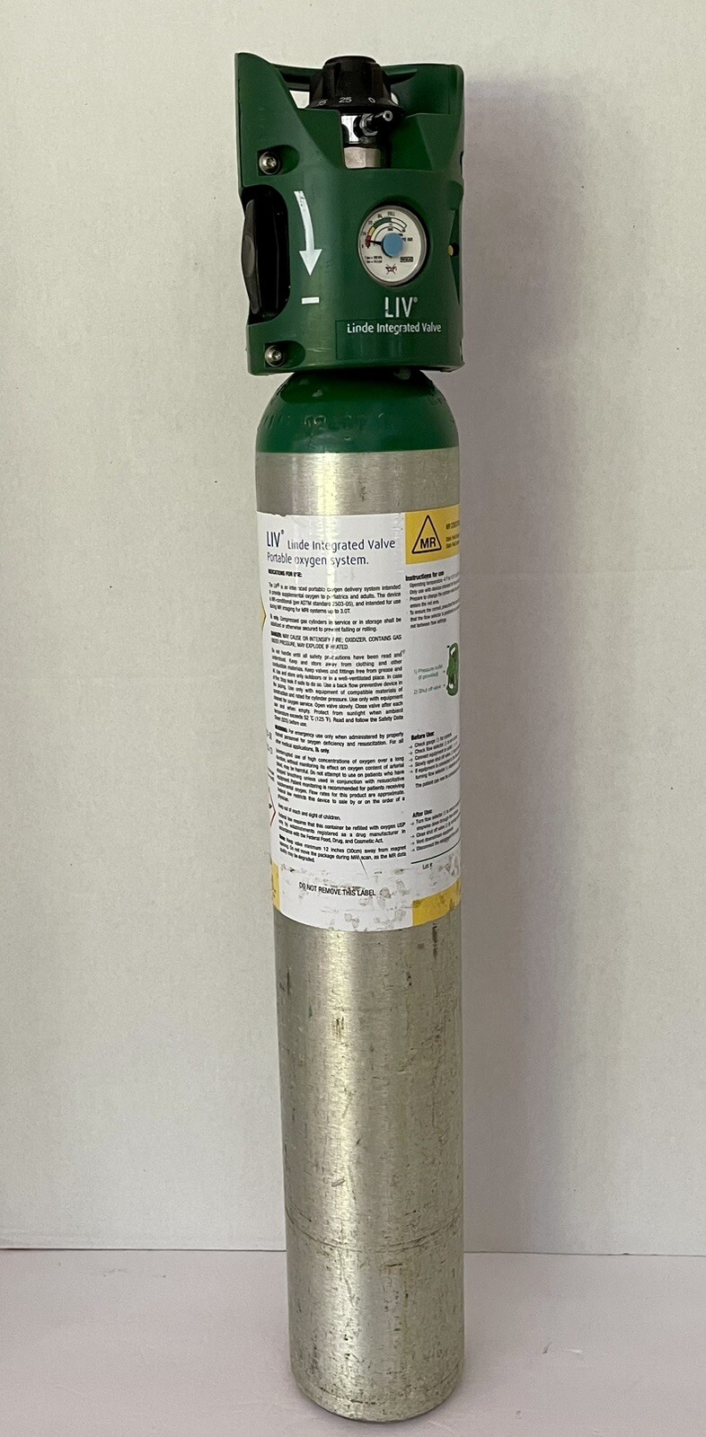 Medical Oxygen Cylinder Size E W/Linde Integrated Valve UN 1072 Empty,Used