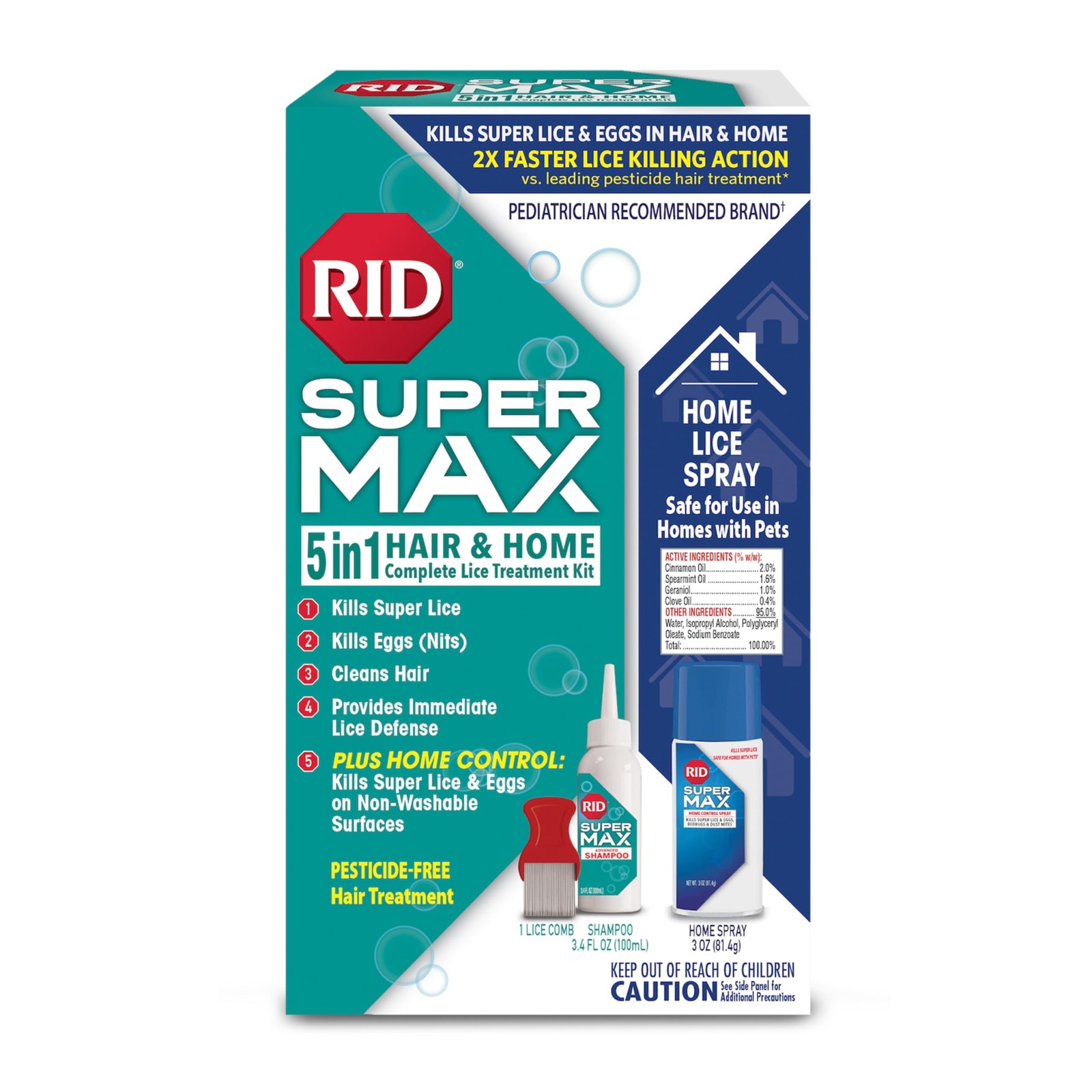 Lice Treatment Kit 5-in-1 Hair Home Complete 3.4 FL OZ RID Super MAX Eggs