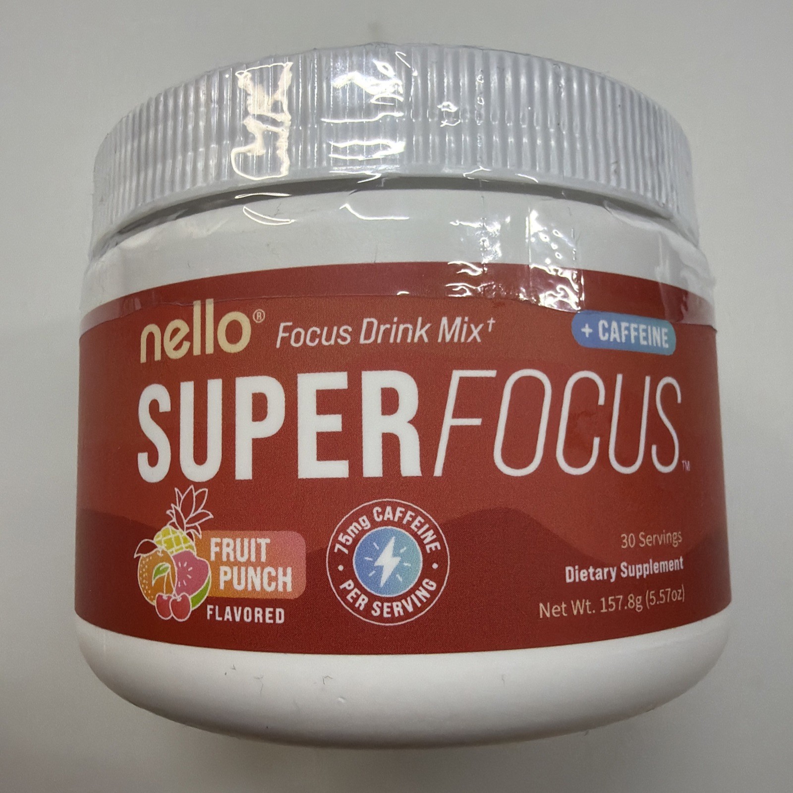 Nello Super Focus Plus Caffeine Dietary Supplement In Fruit Punch 5.57 oz. 1/28