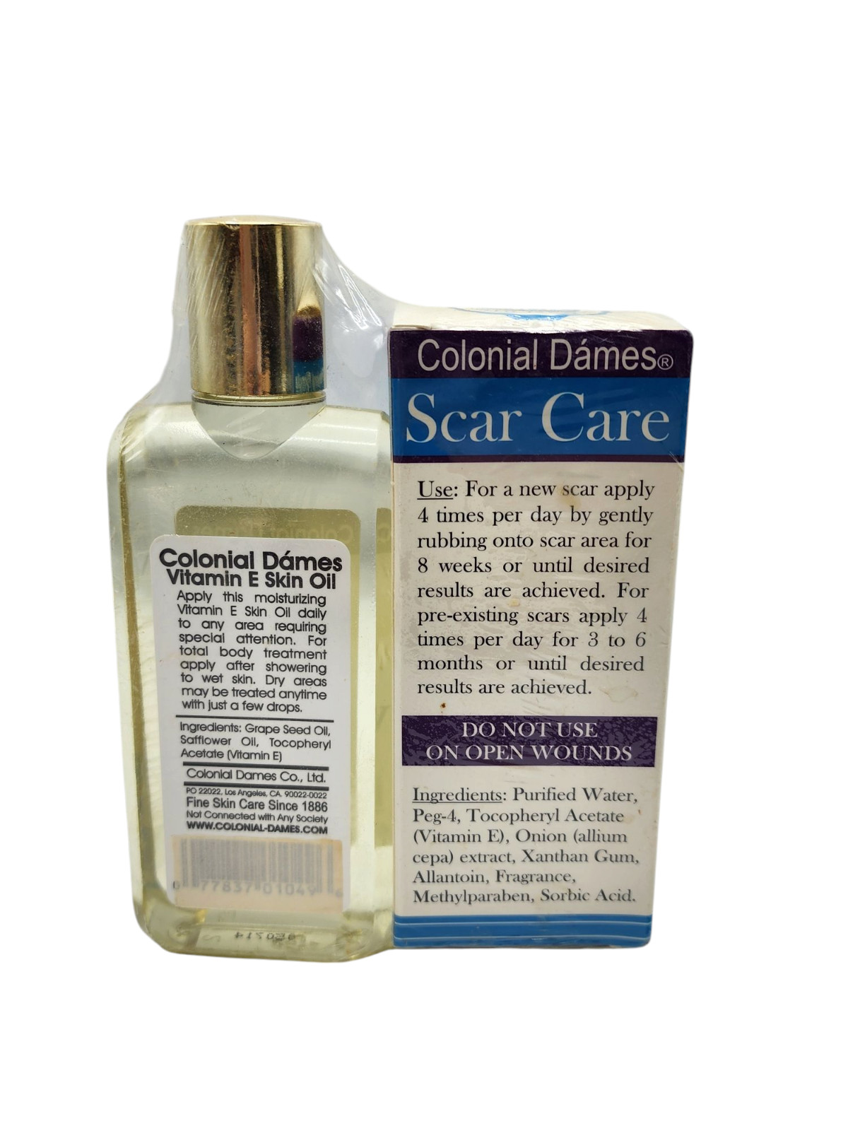 Colonial Dames Scar Care, 1.25 oz + Vitamine e Skin Oil 10,000 I.U., 4.6 oz -NEW