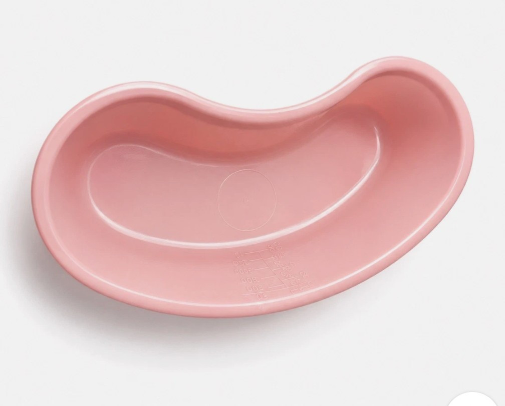 Pink Kidney-Shaped Emesis Basin Reusable Plastic Medical Tray Dish
